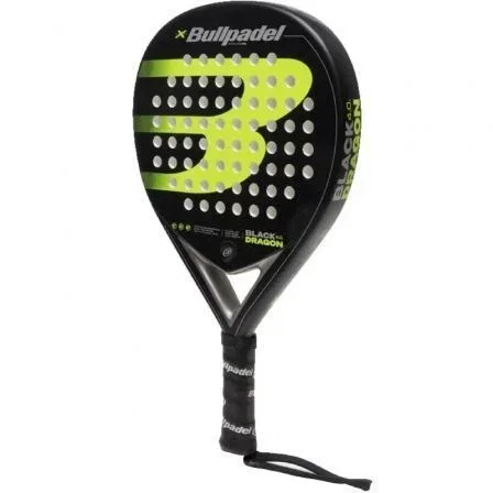 Bullpadel Pala de Pádel Black Dragon 4.0 Redonda Rugosa Nivel Avanzado/Competición para Hombre y Mujer Negro y Verde BLK DRA 4